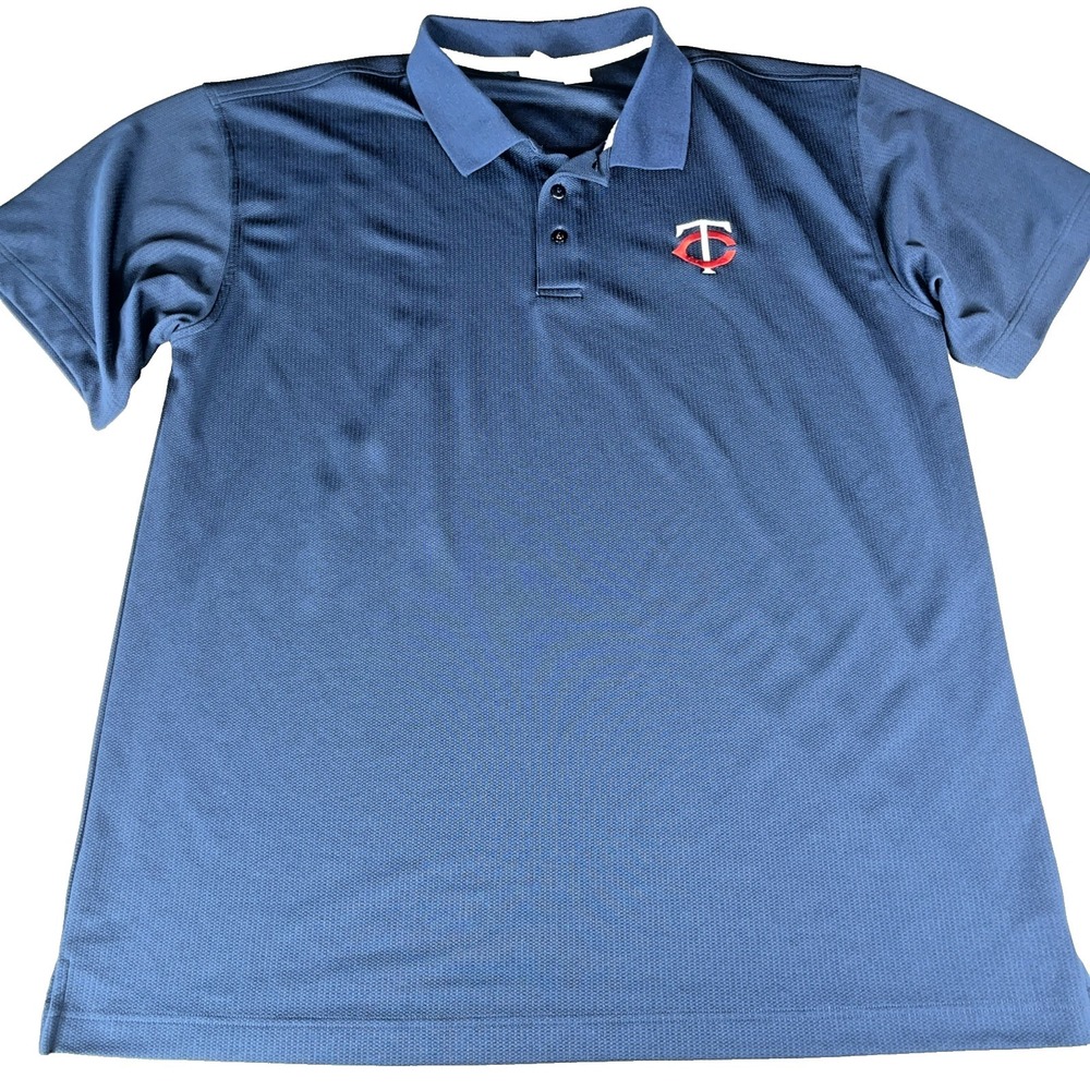 Majestic Shirt Mens Navy Blue 2XLT Minnesota Twins Polo MLB Active Golf Athletic